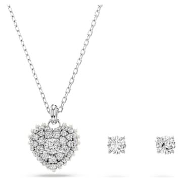 idyllia-set-crystal-pearl-heart-white-rhodium-plated-swarovski-5684383 Idyllia set Crystal pearl, Heart, White, Rhodium plated - Image 1