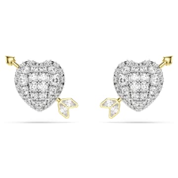 idyllia-stud-earrings-mixed-cuts-heart-with-arrow-white-mixed-metal-finish-swarovski-5737298 Idyllia stud earrings Mixed cuts, Heart with arrow, White, Mixed metal finish - Image 1