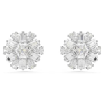 Idyllia stud earrings Mixed cuts, Snowflake, White, Rhodium plated