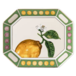 Idyllia tray Porcelain, Crystal print motif, citron, Small, Multicoloured