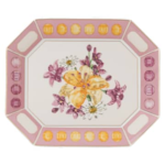 Idyllia tray Porcelain, Crystal print motif, flower, Large, Pink