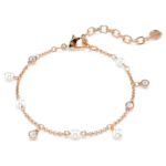 Imber bracelet, Crystal pearl, Round cut, White, 18K rose gold finish