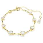 Imber bracelet Mixed round cuts, White, 18K gold finish