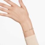 Imber bracelet, Round cut, Scattered design, White, 18K gold finish - Image 2