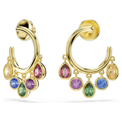 Imber hoop earrings, Mixed cuts, Multicoloured, 18K gold finish