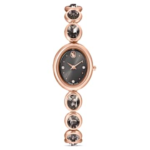 Imber oval watch Swiss Made, Metal bracelet, Black, Rose gold-tone finish