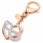 Infinite bag charm Infinity and heart, White, Mixed metal finish - Image 2