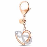Infinite bag charm Infinity and heart, White, Mixed metal finish