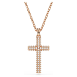 Insigne pendant, Cross, White, 18K rose gold finish