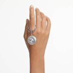 Key ring Round cut, White, Rhodium plated - Image 2