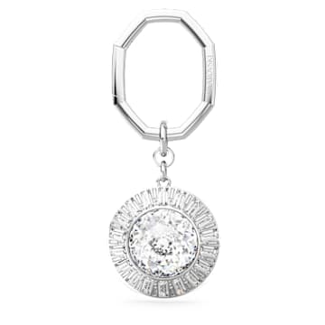 key-ring-round-cut-white-rhodium-plated-swarovski-5669119 Key ring Round cut, White, Rhodium plated - Image 1
