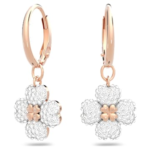 Latisha drop earrings Flower, White, 18K rose gold finish