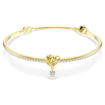 Lifelong bangle Round cut, Heart, White, 18K gold finish