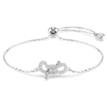 Lifelong bracelet Pavé, Bow, White, Rhodium plated