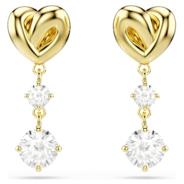 lifelong-drop-earrings-round-cut-heart-white-18k-gold-finish-swarovski-5743017 Lifelong drop earrings Round cut, Heart, White, 18K gold finish - Image 1