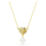Lifelong pendant Round cut, Heart, White, 18K gold finish