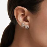 Lifelong stud earrings Pavé, Bow, White, Mixed metal finish - Image 2