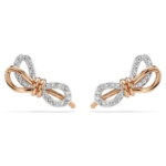 Lifelong stud earrings Pavé, Bow, White, Mixed metal finish