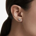 Lifelong stud earrings Pavé, Bow, White, Rhodium plated - Image 2