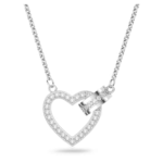 Lovely necklace Heart, White, Rhodium plated