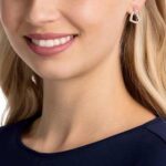 Lovely stud earrings Heart, White, 18K rose gold finish - Image 2