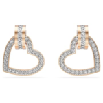 Lovely stud earrings Heart, White, 18K rose gold finish