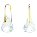 Lunar drop earrings, Oval cut, White, 18K gold finish