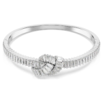 Matrix bangle, Baguette cut, Knot, White, Rhodium plated