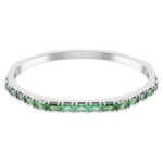 Matrix bangle Baguette cut, Octagon shape, Green, Rhodium plated