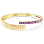 Matrix bangle Mixed cuts, Multicoloured, 18K gold finish