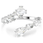 Matrix bangle Mixed cuts, White, Rhodium plated
