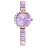 Matrix bangle watch Swiss Made, Crystal bracelet, Purple, Champagne gold-tone finish