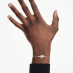 Matrix bracelet Baguette cut, Knot, White, Rhodium plated - Image 2