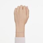 Matrix bracelet Crystal pearl, Round cuts, White, 18K rose gold finish - Image 2