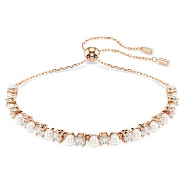 matrix-bracelet-crystal-pearl-round-cuts-white-18k-rose-gold-finish-swarovski-5729506 Matrix bracelet Crystal pearl, Round cuts, White, 18K rose gold finish - Image 1