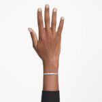 Matrix bracelet, Gradient of round cuts, White, Rhodium plated - Image 2
