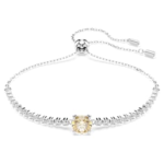 Matrix bracelet Mixed cuts, Yellow, Rhodium plated