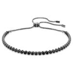 Matrix bracelet Mixed round cuts, Black, Ruthenium plated