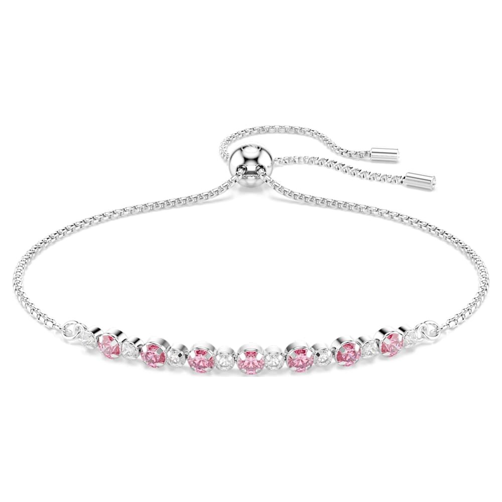 matrix-bracelet-round-cut-pink-rhodium-plated-swarovski-5763042 Matrix bracelet, Round cut, Pink, Rhodium plated - Image 1