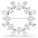 Matrix brooch Pear cut, White, Rhodium plated
