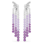 Matrix clip earrings Colour gradient, Round cuts, Purple, Rhodium plated
