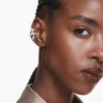 Matrix clip earrings Mixed cuts, White, Rhodium plated - Image 2