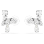 Matrix clip earrings Mixed cuts, White, Rhodium plated