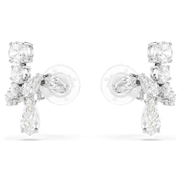 matrix-clip-earrings-mixed-cuts-white-rhodium-plated-swarovski-5692523 Matrix clip earrings Mixed cuts, White, Rhodium plated - Image 1