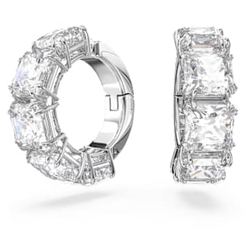 matrix-clip-earrings-square-cut-white-rhodium-plated-swarovski-5654557 Matrix clip earrings Square cut, White, Rhodium plated - Image 1