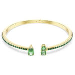 Matrix cuff Mixed cuts, Green, 18K gold finish