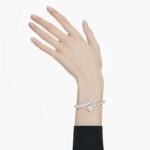 Matrix cuff Mixed cuts, White, Rhodium plated - Image 2