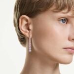 Matrix drop earrings Gradient of round cuts, Multicoloured, Rhodium plated - Image 2
