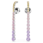 Matrix drop earrings Gradient of round cuts, Multicoloured, Rhodium plated