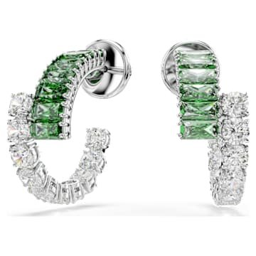 matrix-hoop-earrings-mixed-cuts-green-rhodium-plated-swarovski-5732264 Matrix hoop earrings Mixed cuts, Green, Rhodium plated - Image 1